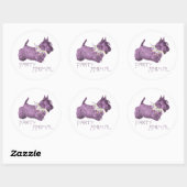 Sticker Rond Animal de fête Terrier Écossais (Feuille)
