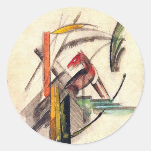 Sticker Rond Animal de Franz Marc, Art de l'expressionnisme vin (Devant)
