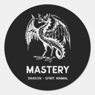 Sticker Rond animal d'esprit de dragon blanc
