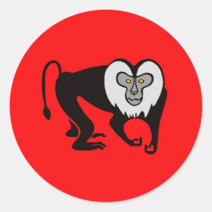 Sticker Rond Animal en voie de disparition - Lion-tailed MACAQU