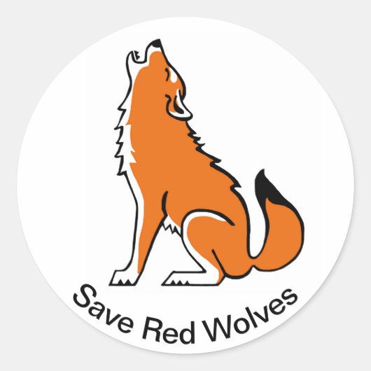 Sticker Rond Animal en voie de disparition - Save Red WOLVES -  (Devant)