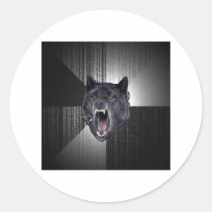 Sticker Rond Animal Meme de conseil de loup de folie