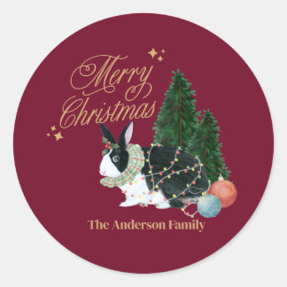 Sticker Rond animal mignon père Noël