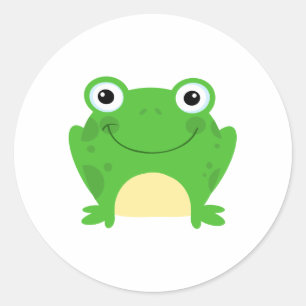 Sticker Rond Animal mignon vert amphibie de bande dessinée de