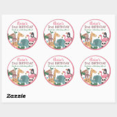Sticker Rond Animal sauvage rose (Feuille)