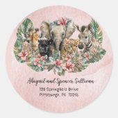 Sticker Rond Animals Tropical Safari Return Address Seal (Devant)