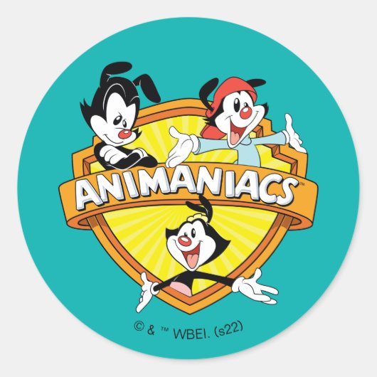 Sticker Rond Animaniacs | Warner Brothers & Sister WB Shield (Devant)