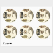 Sticker Rond Animaux agressés peints sur Arrière - plan de crèm (Feuille)