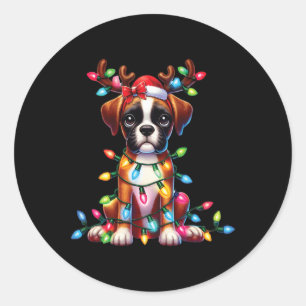Sticker Rond Animaux Amoureux des animaux Cute Boxer Chien Rein