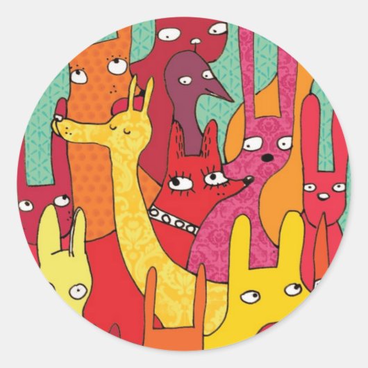 Sticker Rond Animaux amusants (Devant)