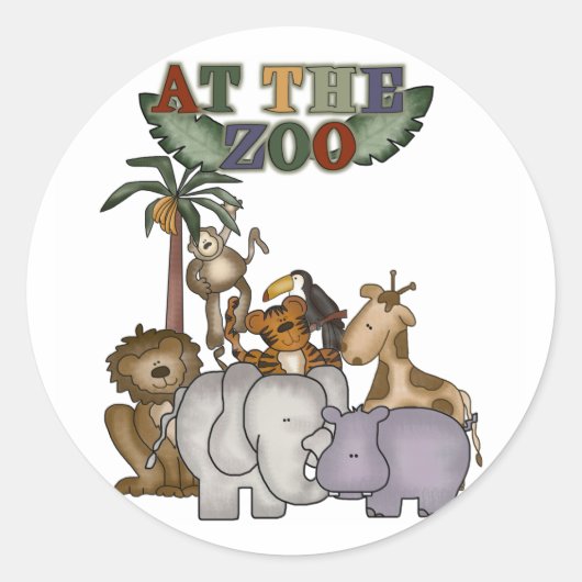 Sticker Rond Animaux au Zoo Tshirts et cadeaux (Devant)
