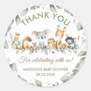 Sticker Rond Animaux australiens Anniversaire Baby shower Favor