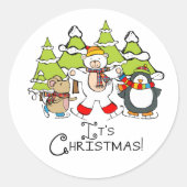 Sticker Rond Animaux C'est Noël (Devant)