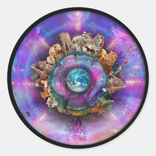 Sticker Rond Animaux cosmiques