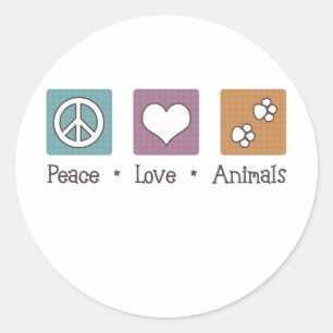 Sticker Rond Animaux d'amour de paix (deux pattes)