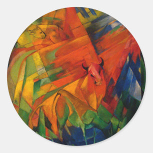 Sticker Rond Animaux dans un paysage de Franz Marc