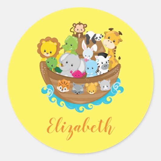 Sticker Rond Animaux d'arche de Cute Noah (Devant)
