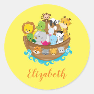 Sticker Rond Animaux d'arche de Cute Noah