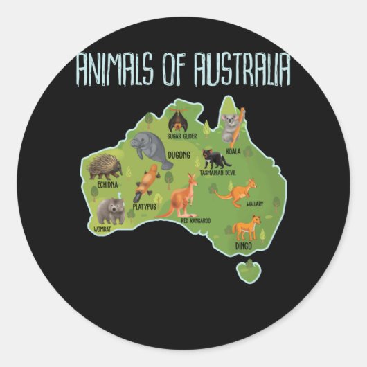 Sticker Rond Animaux D'Australie Animaux D'Australie (Devant)