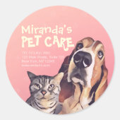 Sticker Rond Animaux de compagnie assis Bain Salon Grooming Foo (Devant)