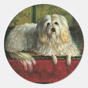Sticker Rond Animaux de compagnie vintage, chien Berger anglais