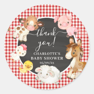Sticker Rond Animaux de ferme Baby shower Favoriser