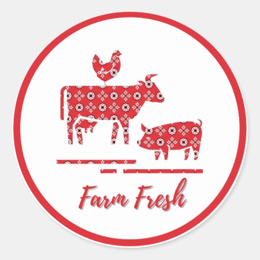 Sticker Rond Animaux de ferme Bandana Imprimer (Devant)