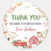 Sticker Rond Animaux de ferme Barnyard Anniversaire (Devant)