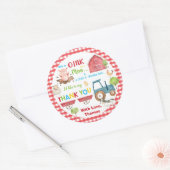 Sticker Rond Animaux de ferme Barnyard Anniversaire Merci Favor (Enveloppe)