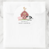 Sticker Rond Animaux de ferme Barnyard Baby shower blanc (Sac)