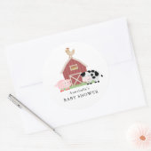 Sticker Rond Animaux de ferme Barnyard Baby shower blanc (Enveloppe)