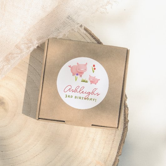 Sticker Rond Animaux de ferme Barnyard Bash fête d'anniversaire