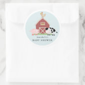 Sticker Rond Animaux de ferme Barnyard Blue Boy Baby shower (Sac)