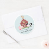 Sticker Rond Animaux de ferme Barnyard Blue Boy Baby shower (Enveloppe)