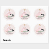 Sticker Rond Animaux de ferme Barnyard Rose Girl Anniversaire (Feuille)