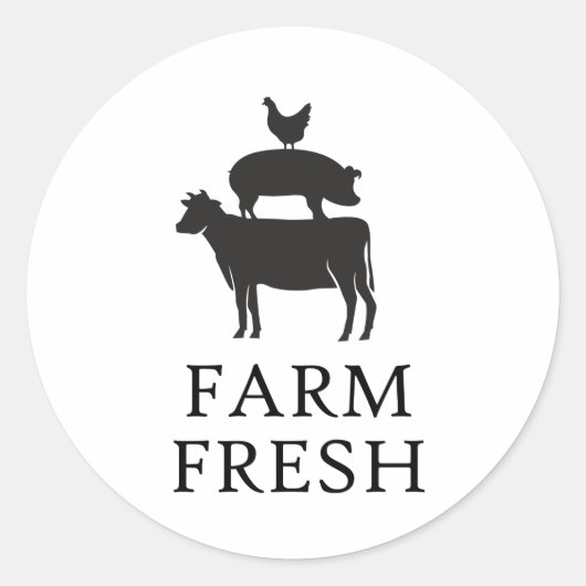 Sticker Rond Animaux de ferme frais (Devant)