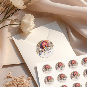 Sticker Rond Animaux de ferme Plaques de papier de fête d'anniv