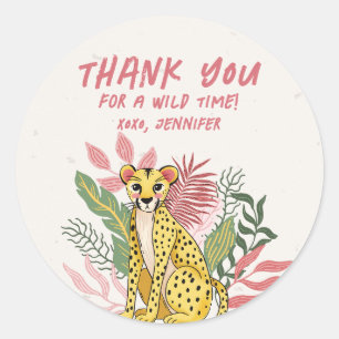 Sticker Rond Animaux de fête de la jungle Cheetah Wild One Safa
