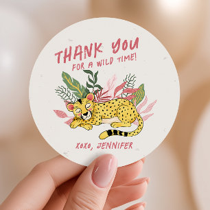 Sticker Rond Animaux de fête de la jungle de la fête sauvage Ch
