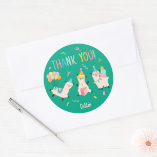 Sticker Rond Animaux de Fête de Remerciement Lama Anniversaire