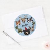 Sticker Rond Animaux de forêt mignons et amicaux, ajouter le no (Enveloppe)