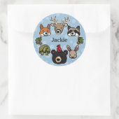 Sticker Rond Animaux de forêt mignons et amicaux, ajouter le no (Sac)