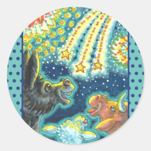 Sticker Rond ANIMAUX DE LA FERME DE BARNYARD LE 4 JUILLET Drôle