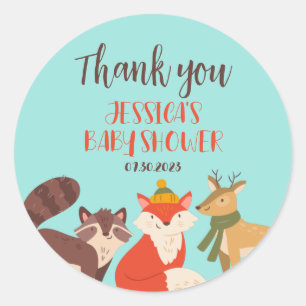 Sticker Rond Animaux de la forêt automnale Fête de naissance po