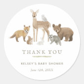 Sticker Rond Animaux de la Forêt Baby Shower (Devant)