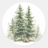 Sticker Rond Animaux de la Forêt | Cadeau de Baby Shower Ourson (Devant)