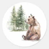 Sticker Rond Animaux de la Forêt | Cadeau de Naissance Ours et  (Devant)