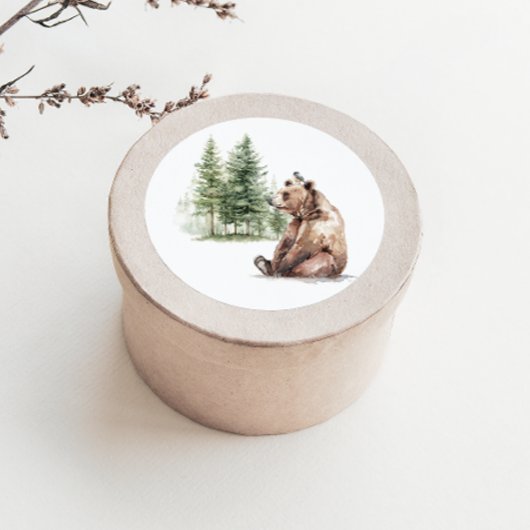 Sticker Rond Animaux de la Forêt | Cadeau de Naissance Ours et 
