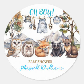Sticker Rond Animaux de la forêt de boisland bébé shower