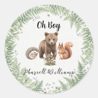 Sticker Rond Animaux de la forêt de boisland bébé shower